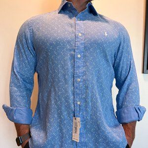 NEW - Polo Ralph Lauren - Linen Anchor Print - Long Sleeve - Size Large